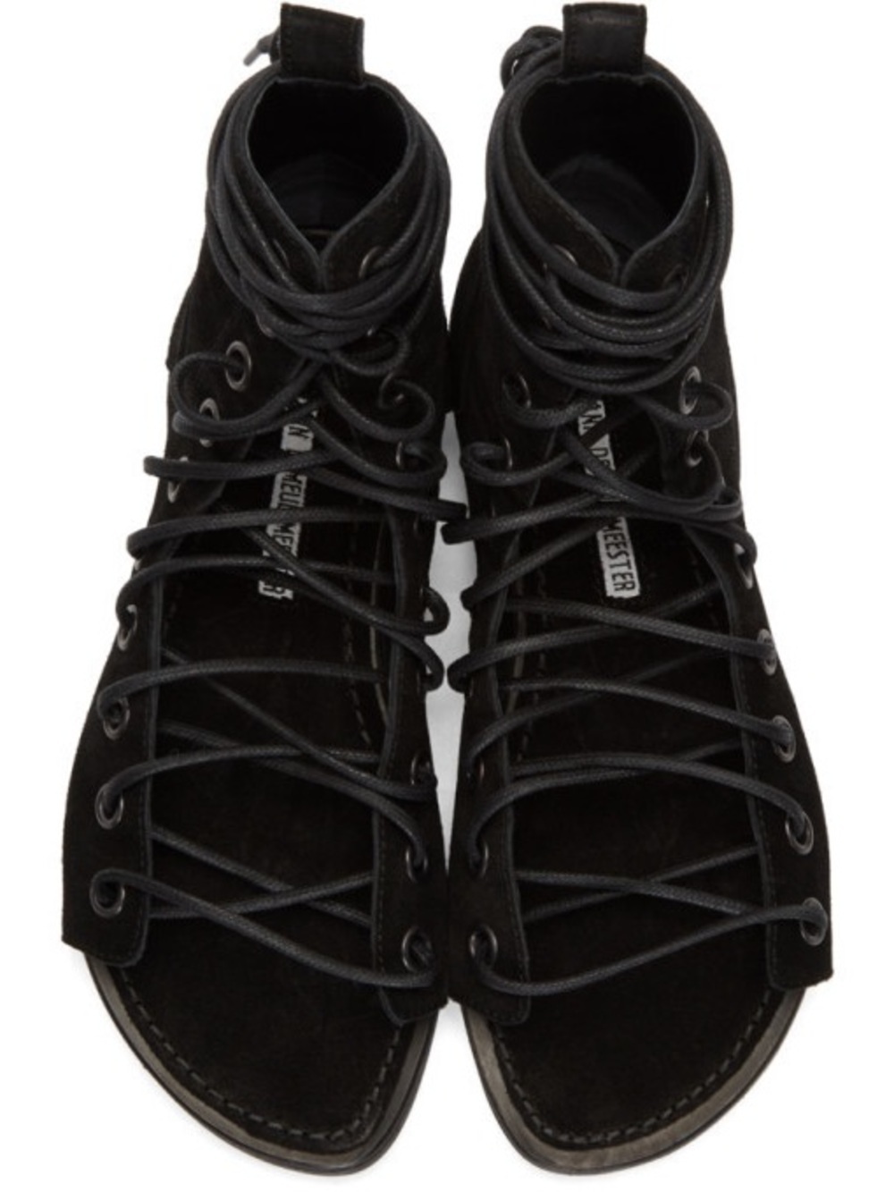Ann Demeulemeester Lace up Black Suede Gladiator Sandals New With Box size 39